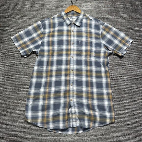 Billabong Button Up Shirt Men's L Blue Plaid Short Sleeve Tailored Fit #M502KAMM - Picture 2 of 15